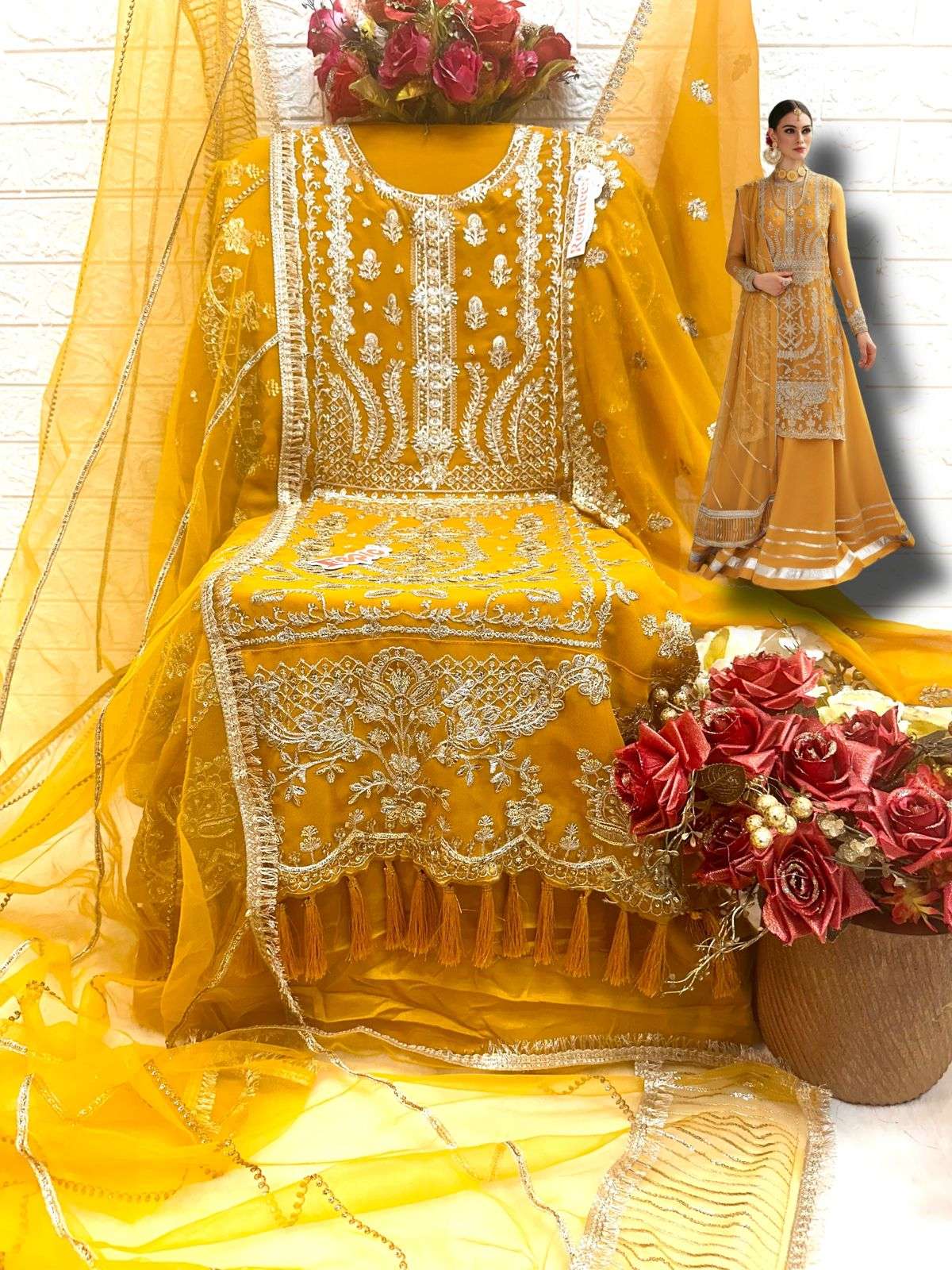 FEPIC ROSEMEEN C 1679 MUSTARD GEORGETTE PAKISTANI SUIT