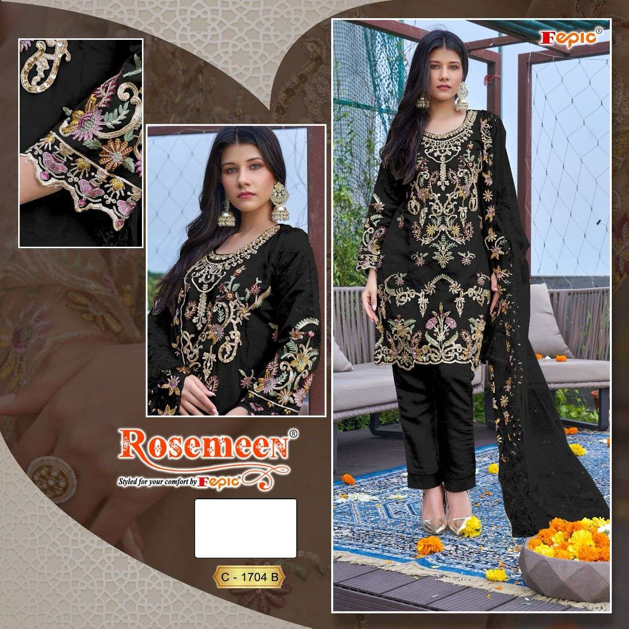 FEPIC ROSEMEEN  C 1704 ORGANZA EMBROIDERED SUIT