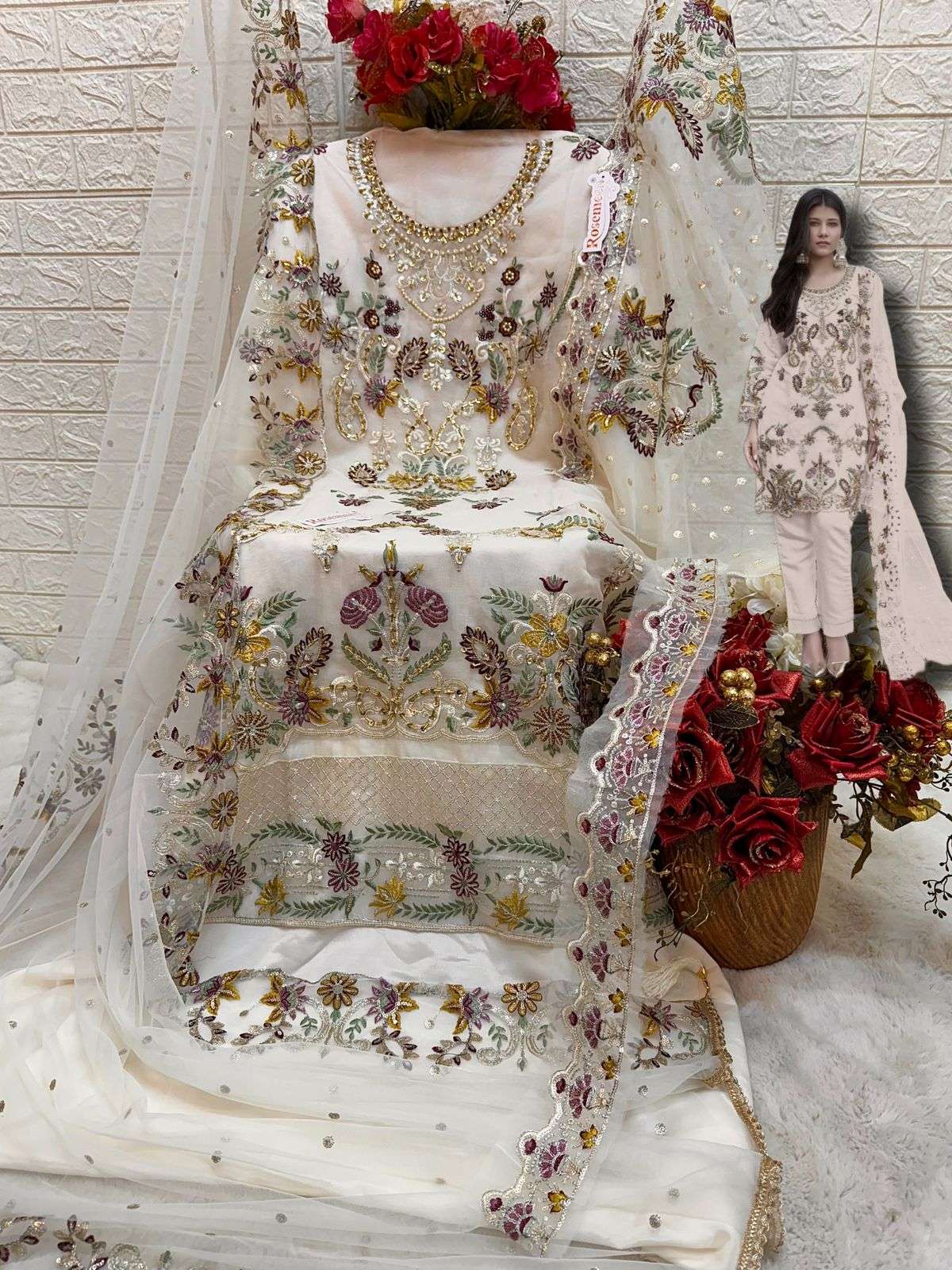 FEPIC ROSEMEEN  C 1704 ORGANZA EMBROIDERED SUIT