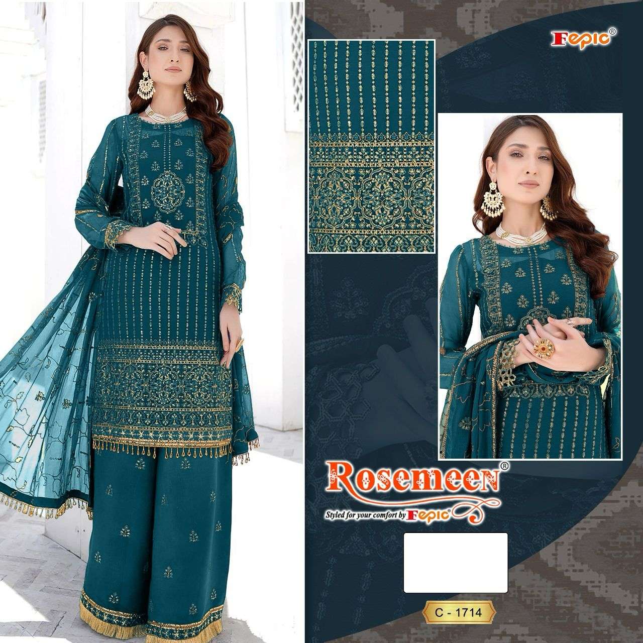  FEPIC ROSEMEEN C 1714 PAKISTANI GEORGETTE SUITS 