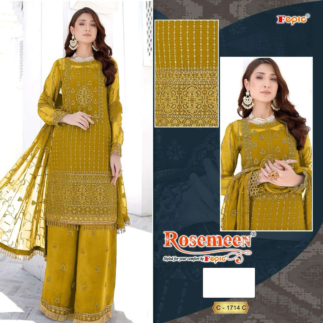 FEPIC ROSEMEEN C 1714 PAKISTANI GEORGETTE SUITS 
