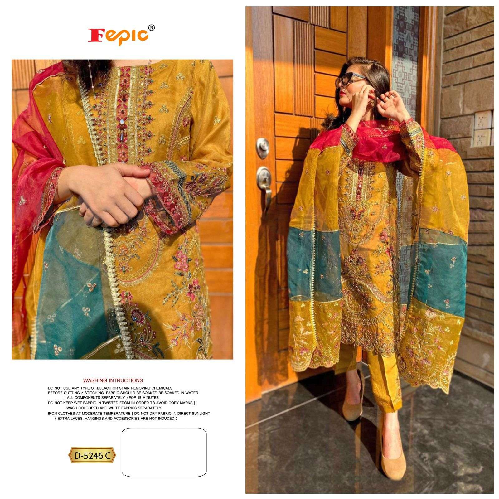 FEPIC ROSEMEEN D 5246 ORGANZA EMBROIDRED SUIT