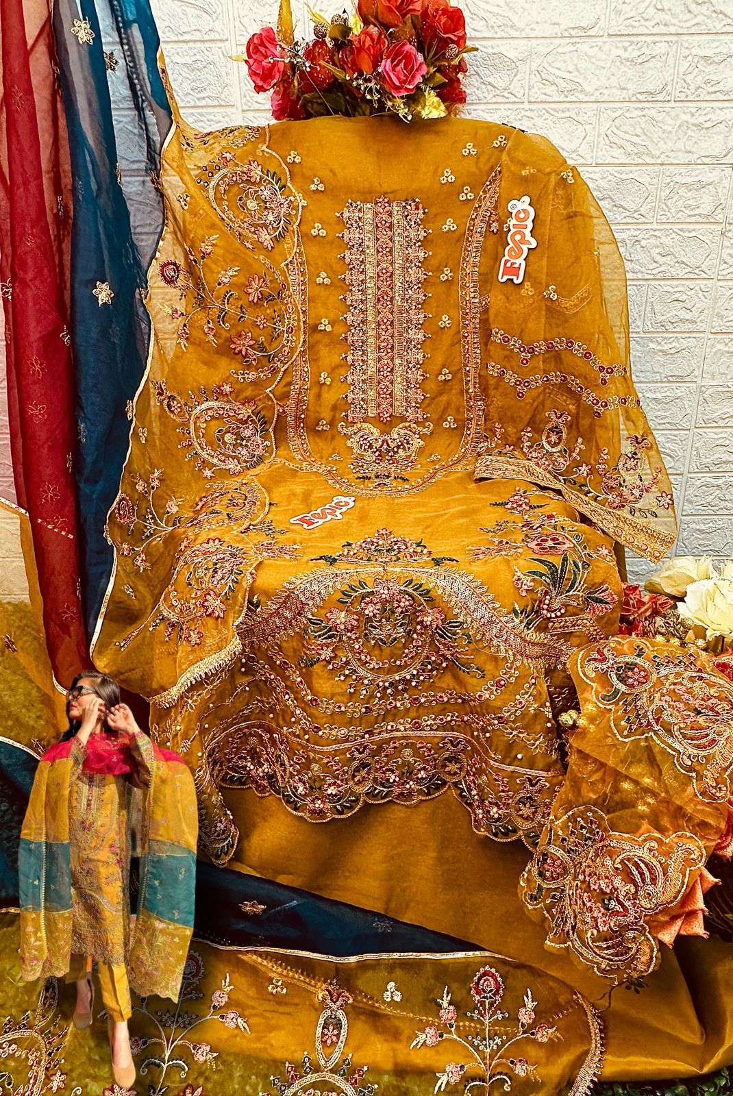 FEPIC ROSEMEEN D 5246 ORGANZA EMBROIDRED SUIT