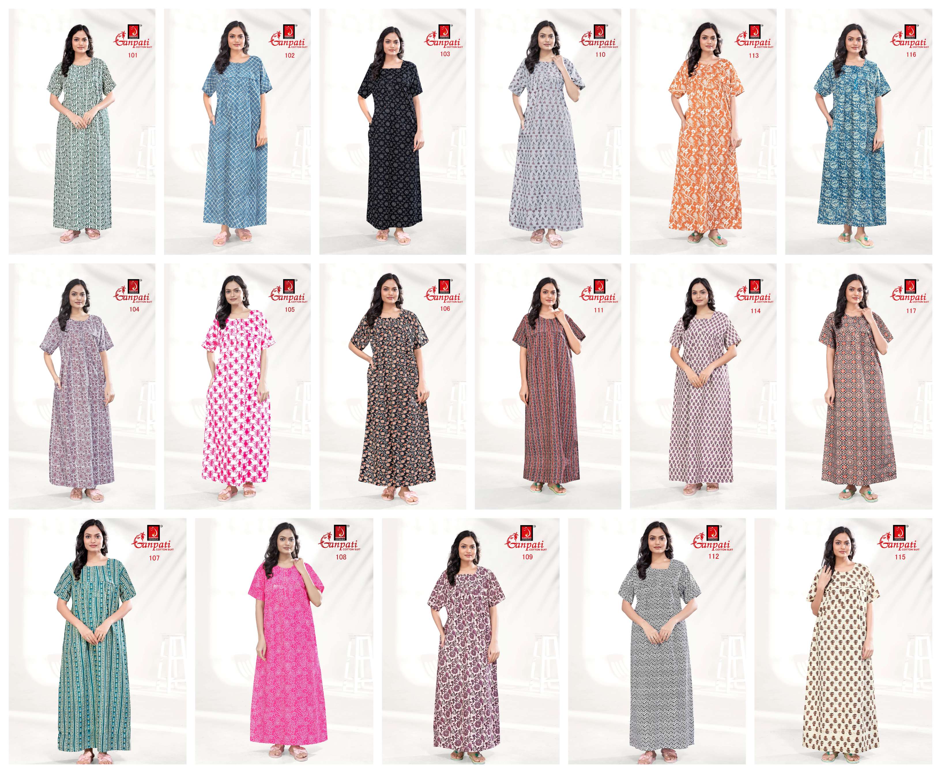 GANPATI JYOTI VOL 1 COTTON NIGHT GOWNS 