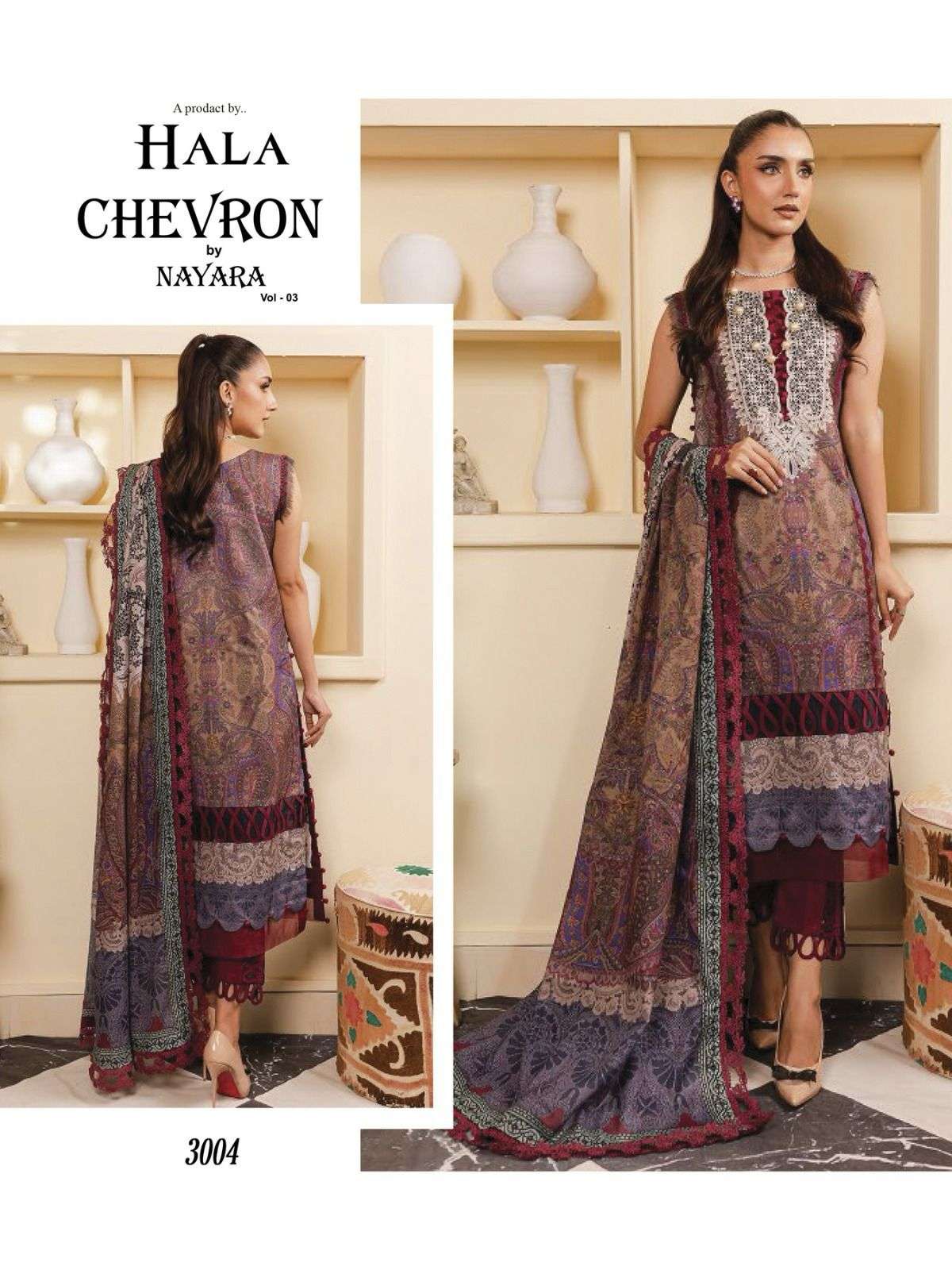 HALA CHEVRON BY NAYRA VOL 3  COTTON SALWAR KAMEEZ MATERIAL