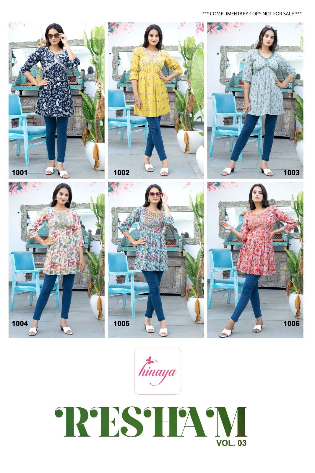 HINAYA RESHAM VOL 3 FANCY TUNIC TOPS 