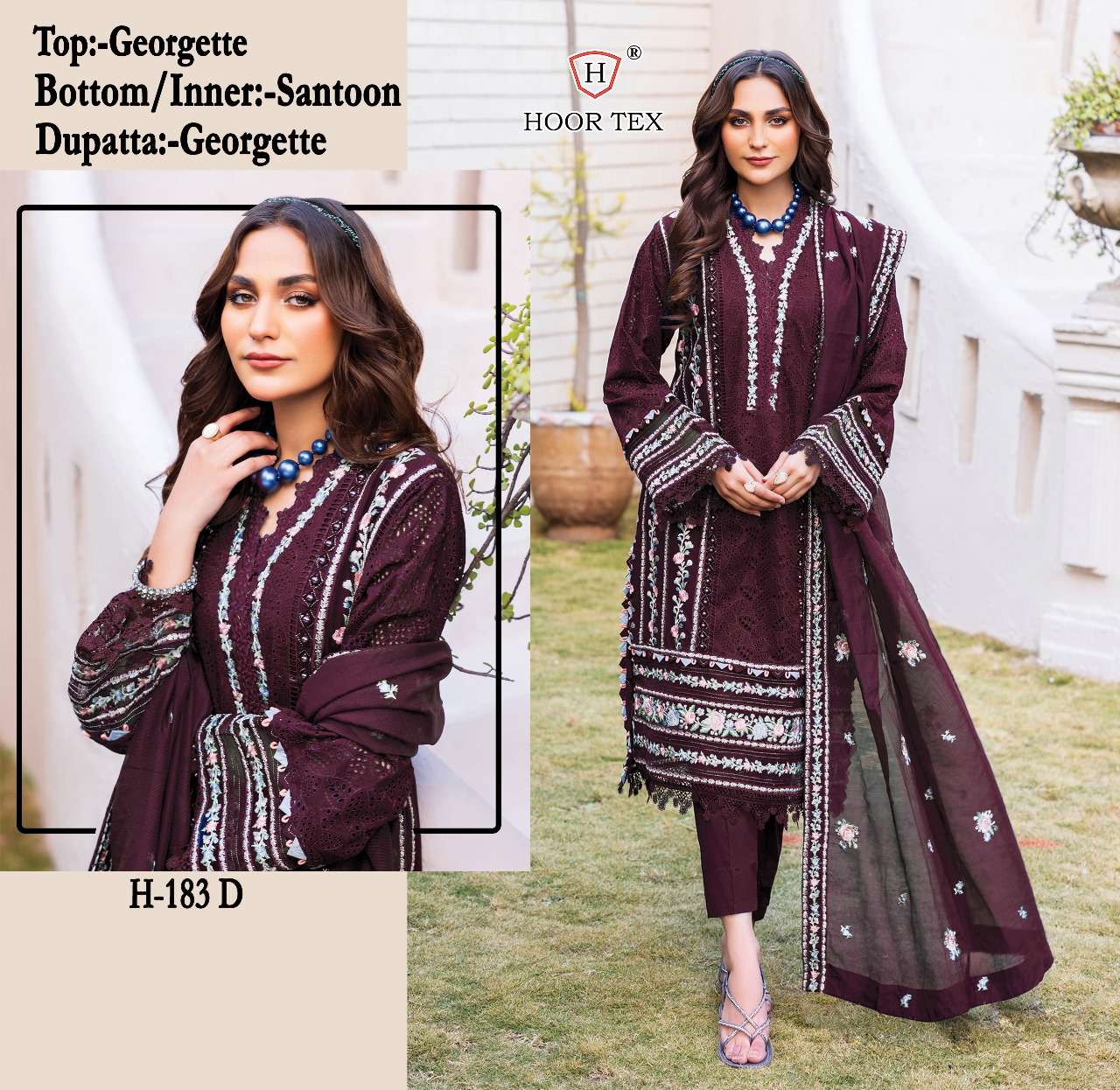 HOOR TEX H 183 PAKISTANI GEORGETTE SUITS