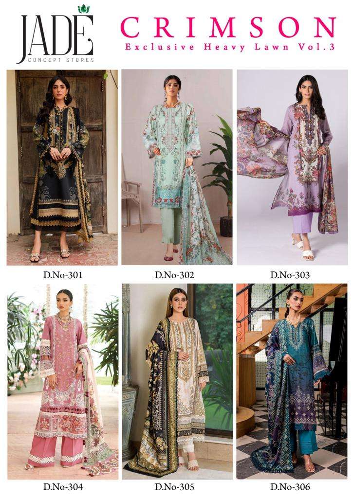 JADE CRIMSON EXCLUSIVE HEAVY LAWN COLLECTION VOL 3 LAWN COTTON SUIT	
