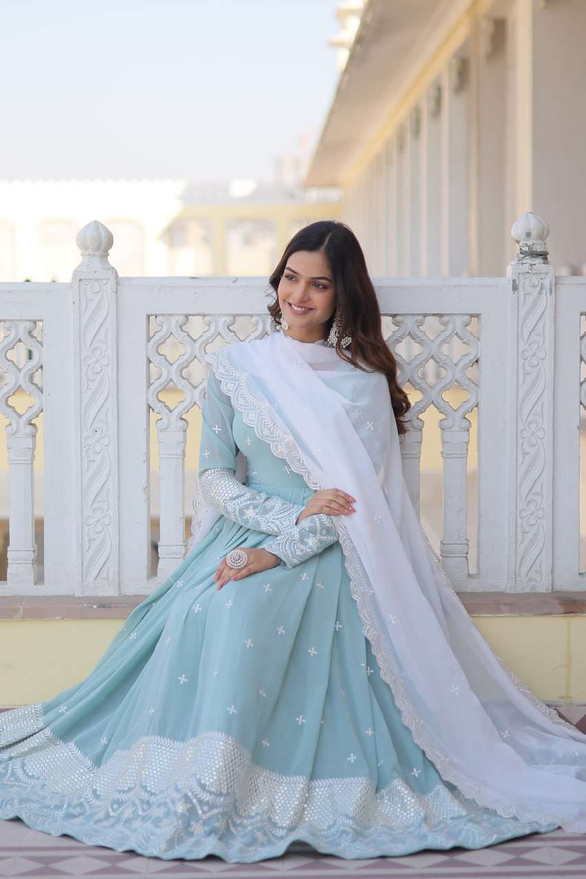KA 1071 GOWN DUPATTA 