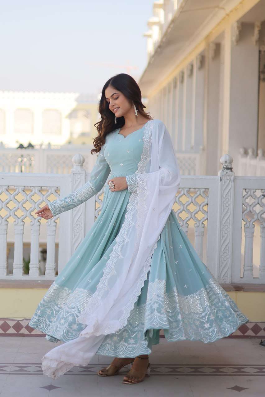 KA 1071 GOWN DUPATTA 