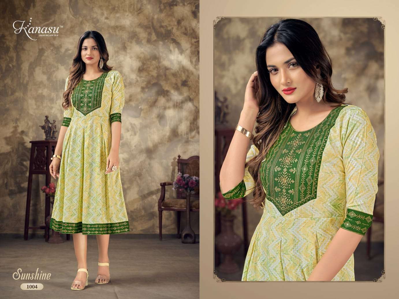 KANASU SUNSHINE RAYON CAPSUL PRINT KURTI
