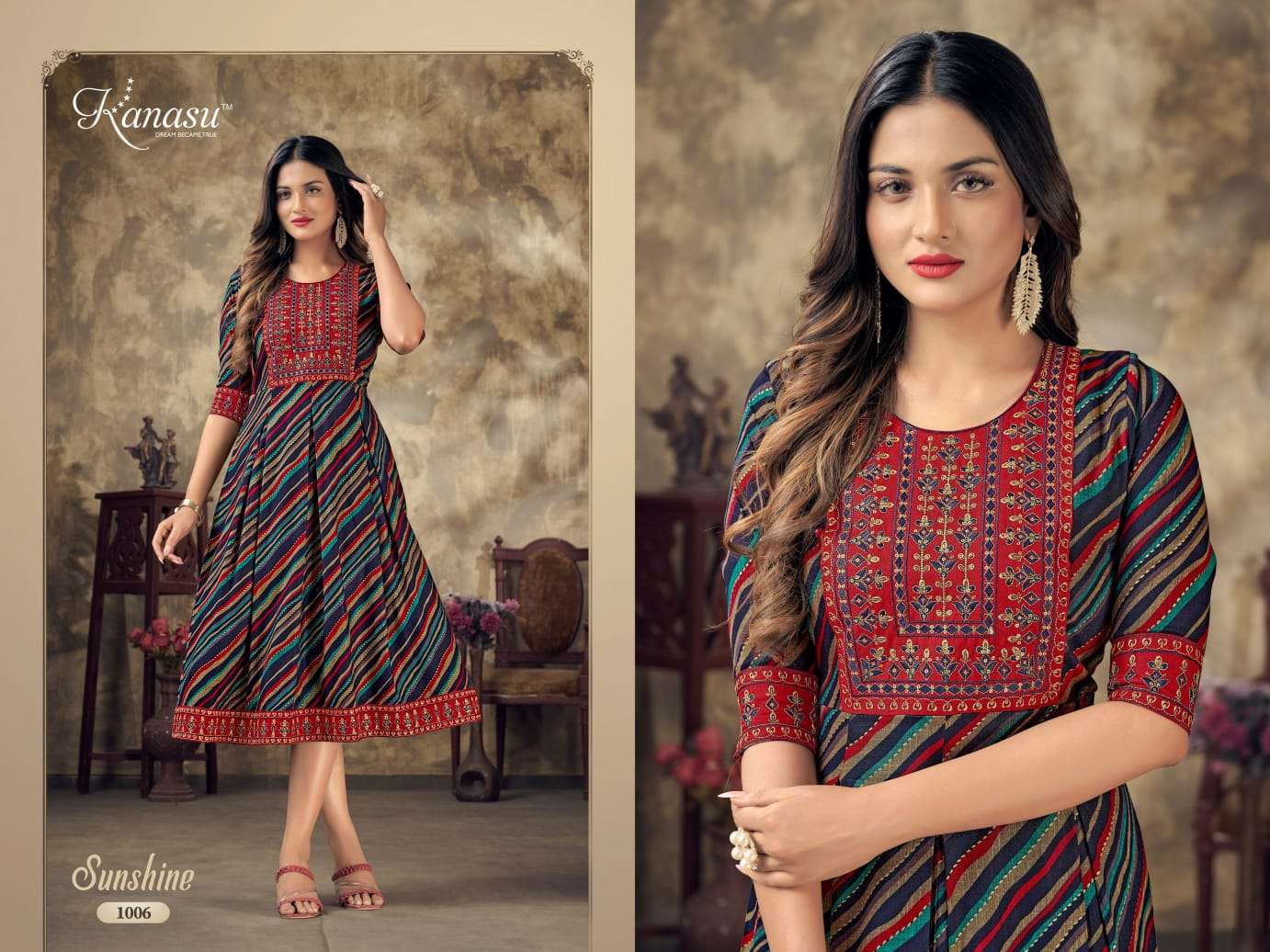 KANASU SUNSHINE RAYON CAPSUL PRINT KURTI