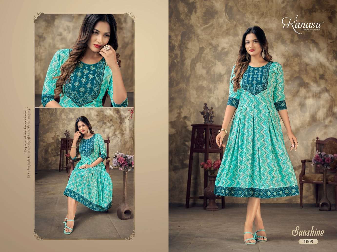 KANASU SUNSHINE RAYON CAPSUL PRINT KURTI