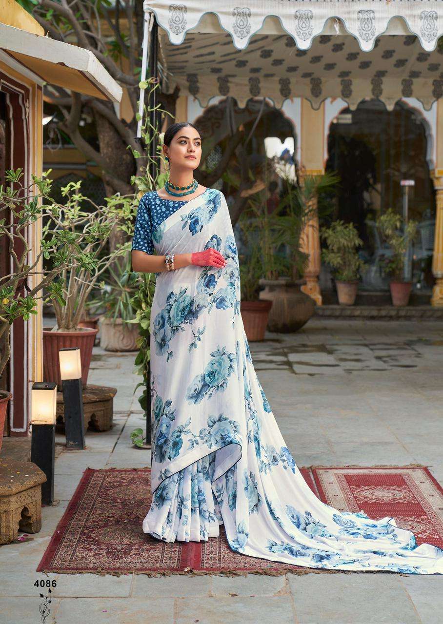 KASHVI CREATION WHITE SPECIAL VOL 2 DIGITAL PRINT CHIFFON SAREES 