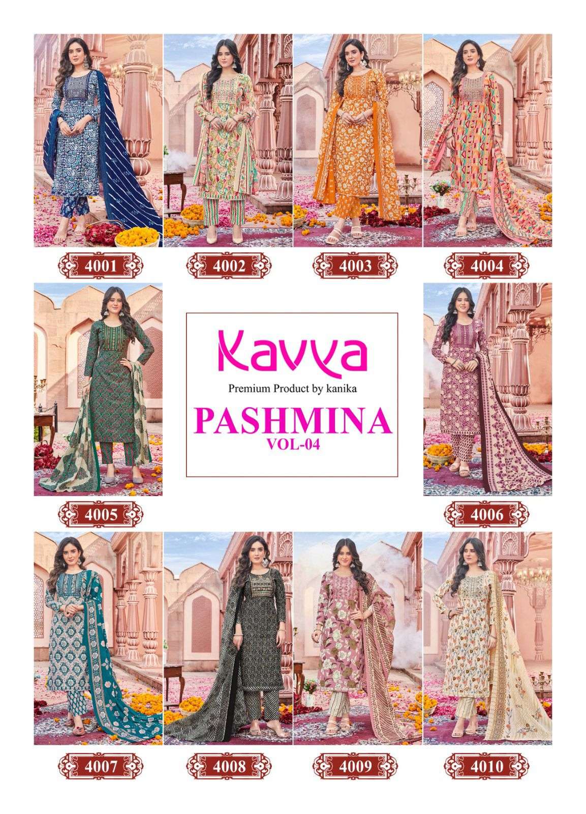 KAVYA  PASHMINA VOL 4 KURTI COMBO SET 