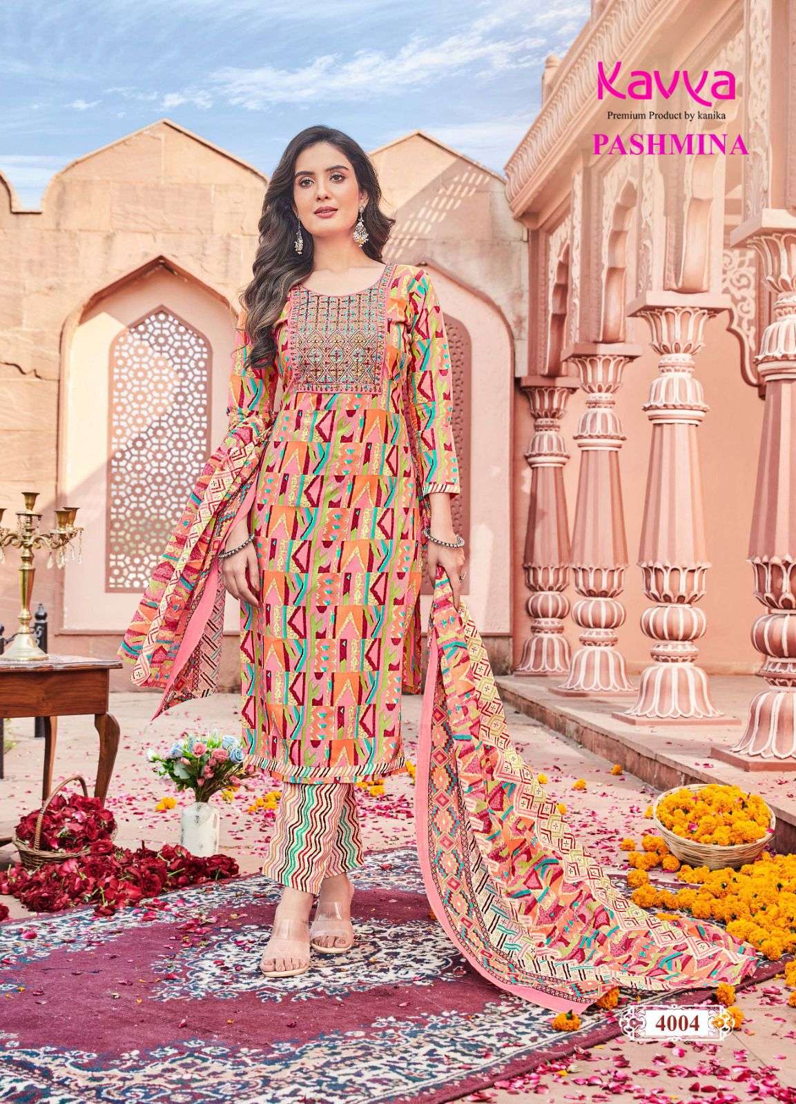 KAVYA  PASHMINA VOL 4 KURTI COMBO SET 