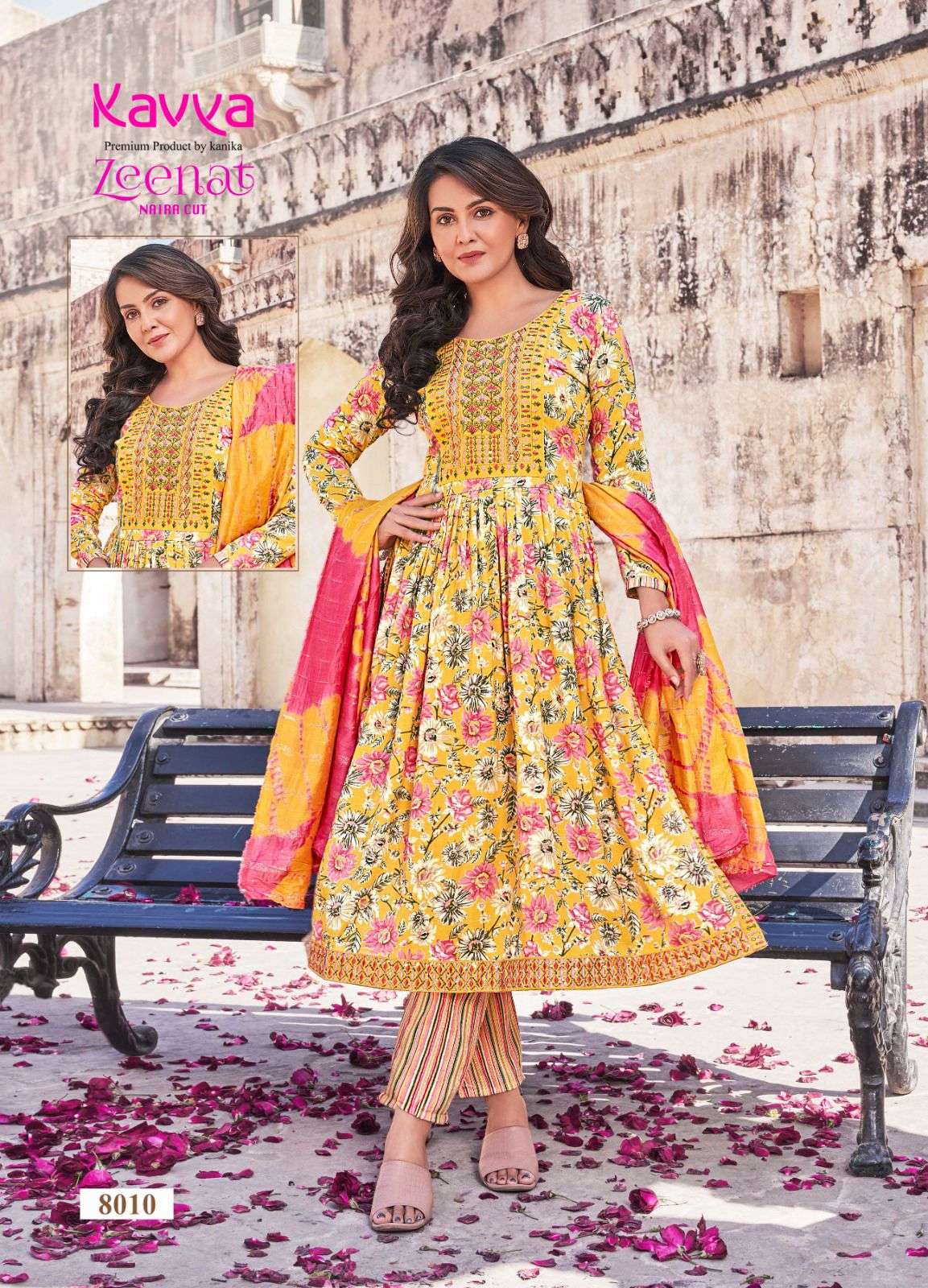 KAVYA ZEENAT VOL 8 NAIRA PATTERN KURTI COMBO SET 