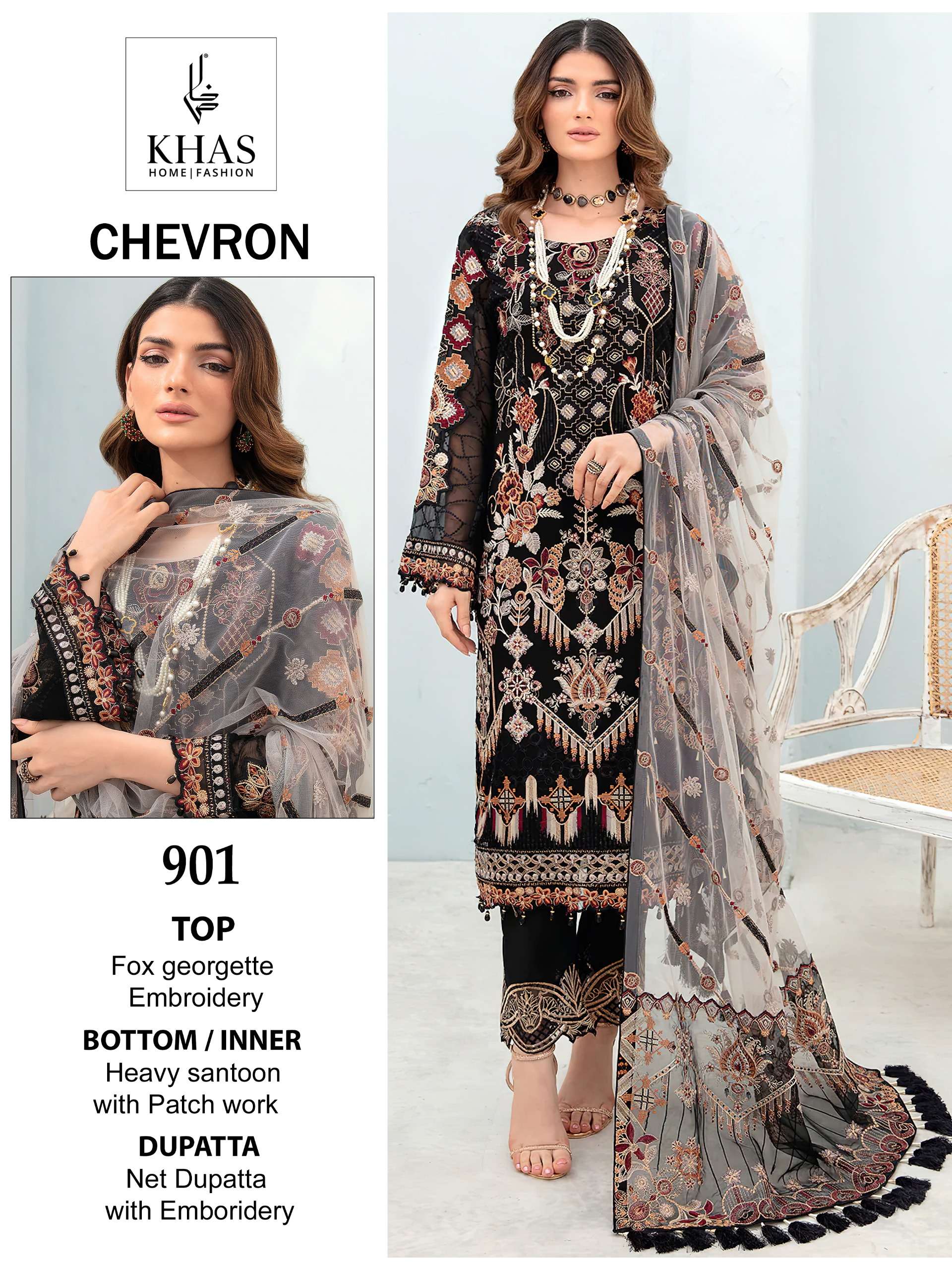 KHAS FASHION CHEVRON PAKISTANI GEORGETTE SUIT