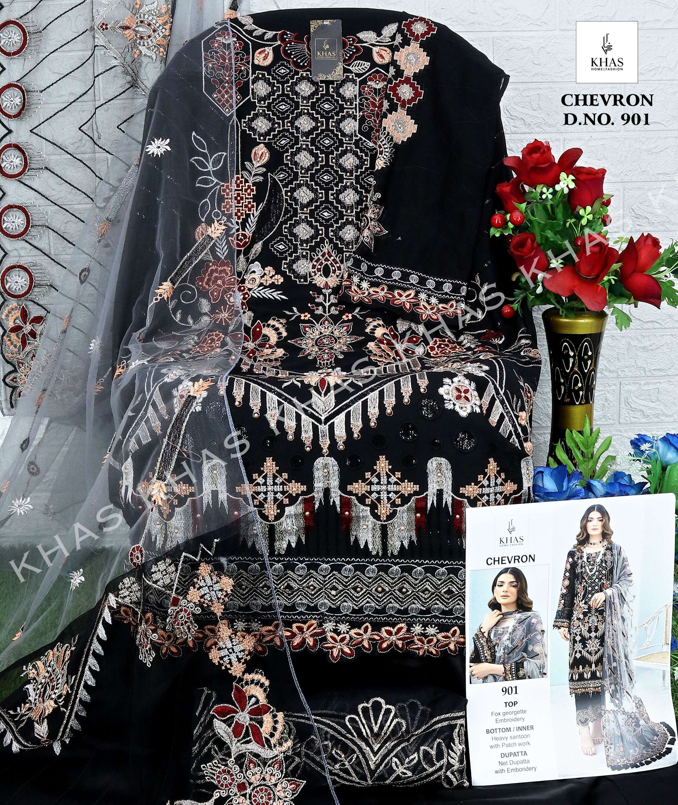 KHAS FASHION CHEVRON PAKISTANI GEORGETTE SUIT