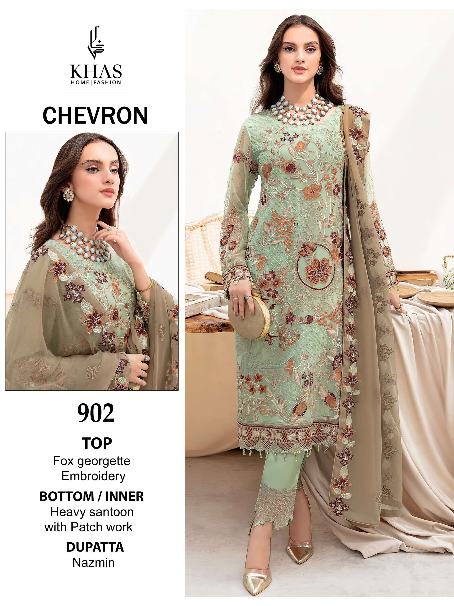 KHAS FASHION CHEVRON PAKISTANI GEORGETTE SUIT