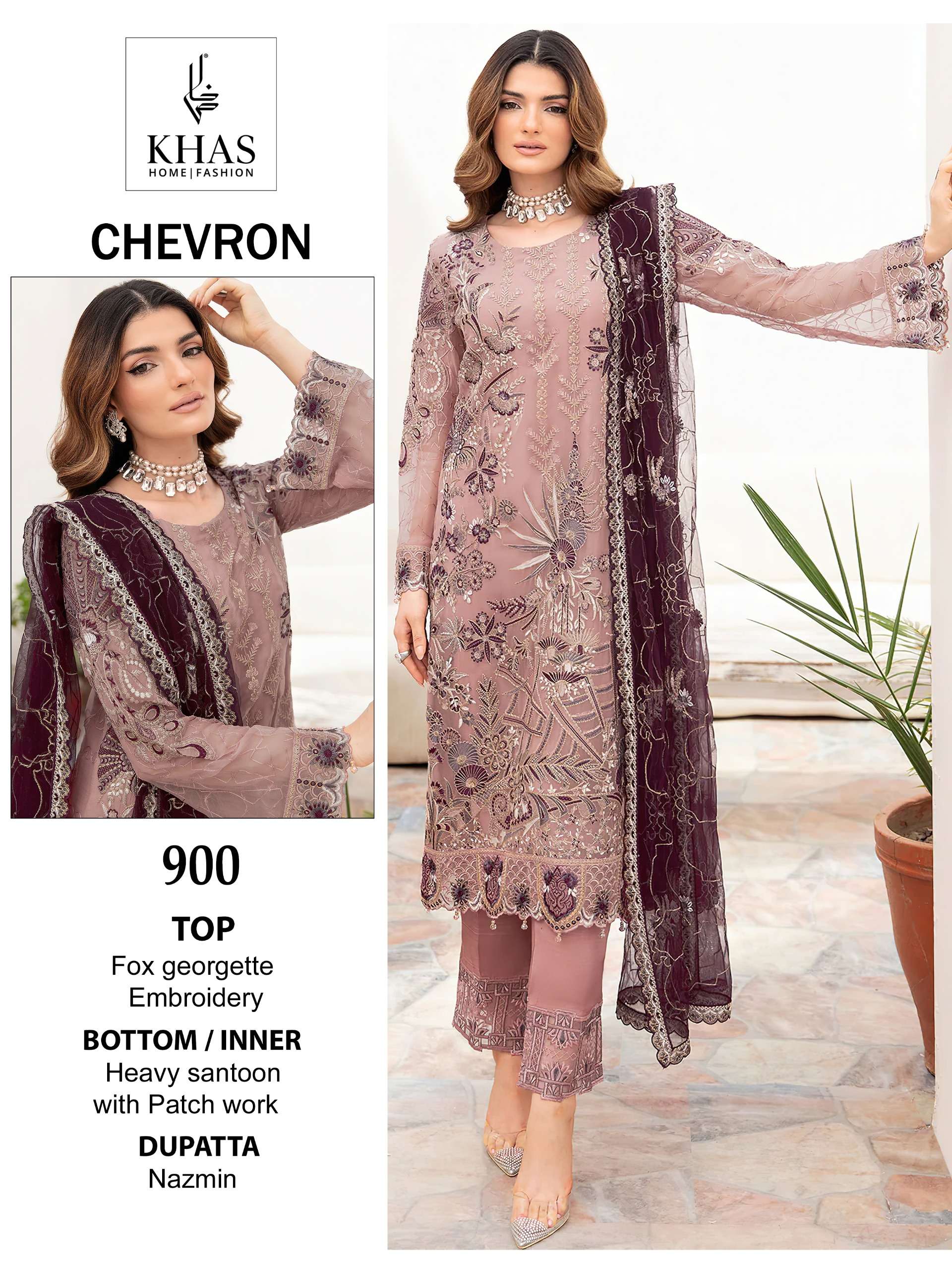 KHAS FASHION CHEVRON PAKISTANI GEORGETTE SUIT