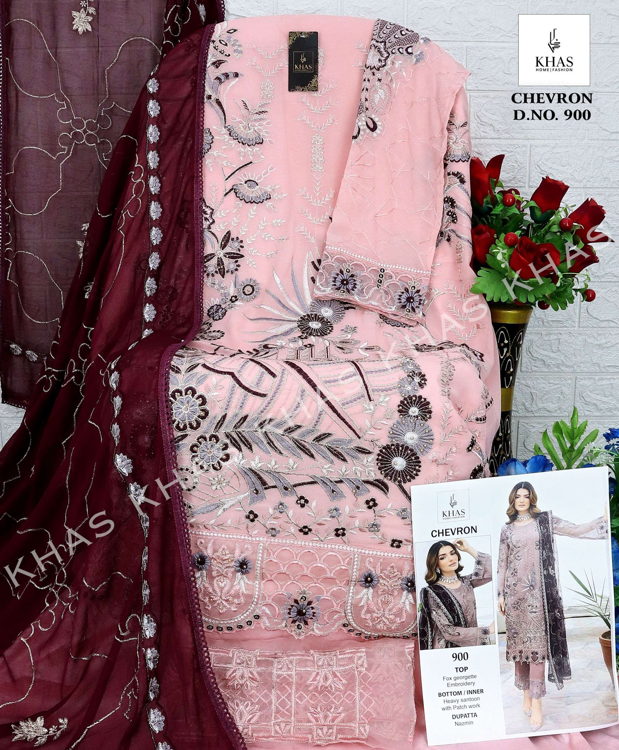 KHAS FASHION CHEVRON PAKISTANI GEORGETTE SUIT
