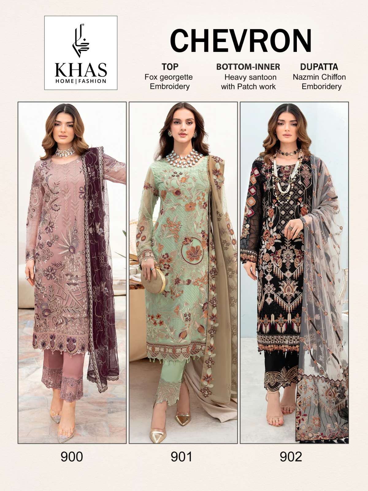 KHAS FASHION CHEVRON PAKISTANI GEORGETTE SUIT
