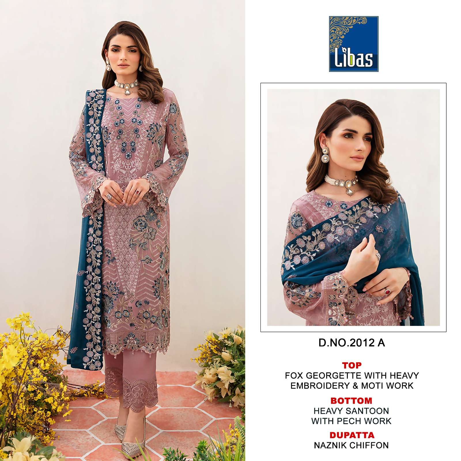 LIBAS D NO 2012 PAKISTANI GEORGETTE SUIT