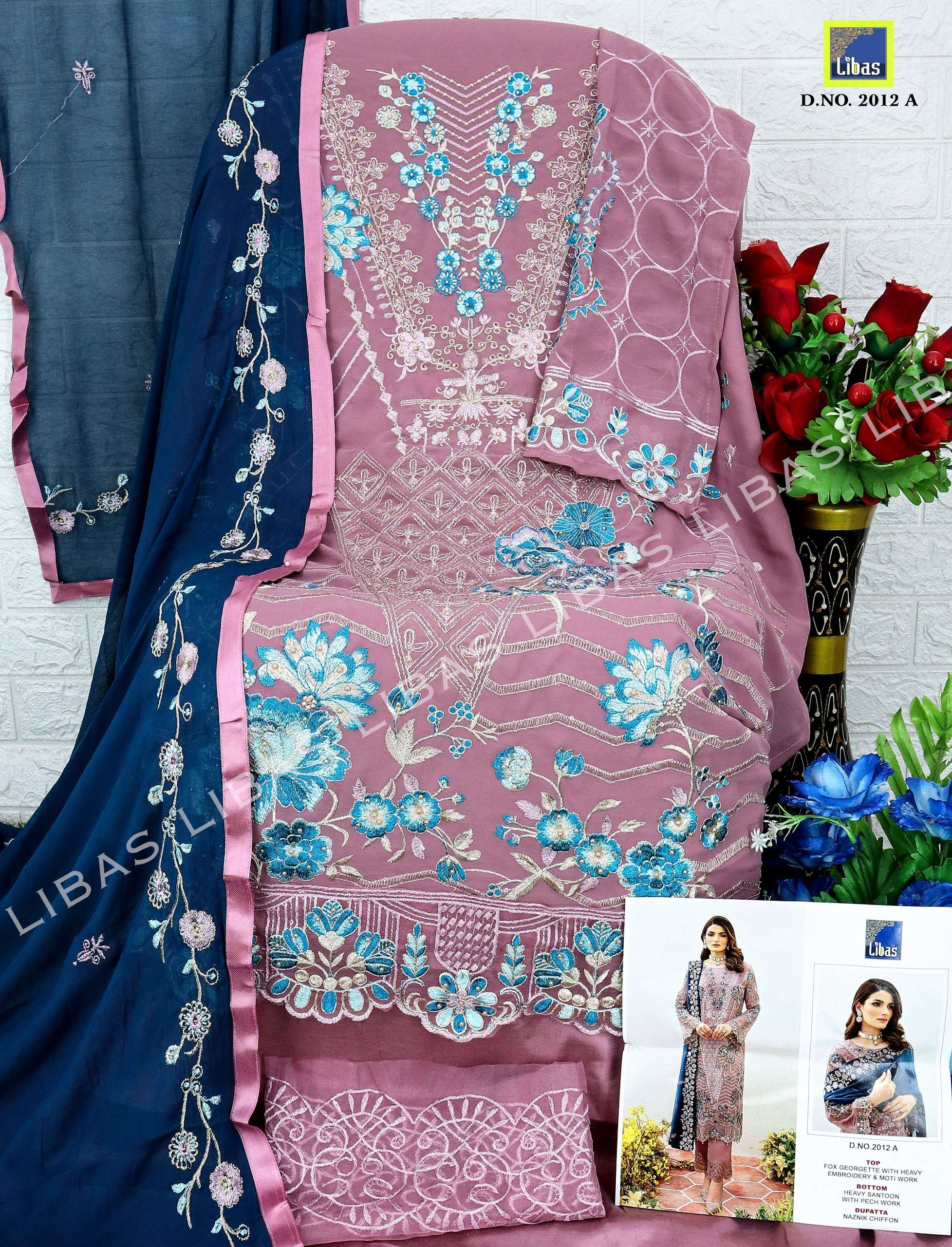 LIBAS D NO 2012 PAKISTANI GEORGETTE SUIT