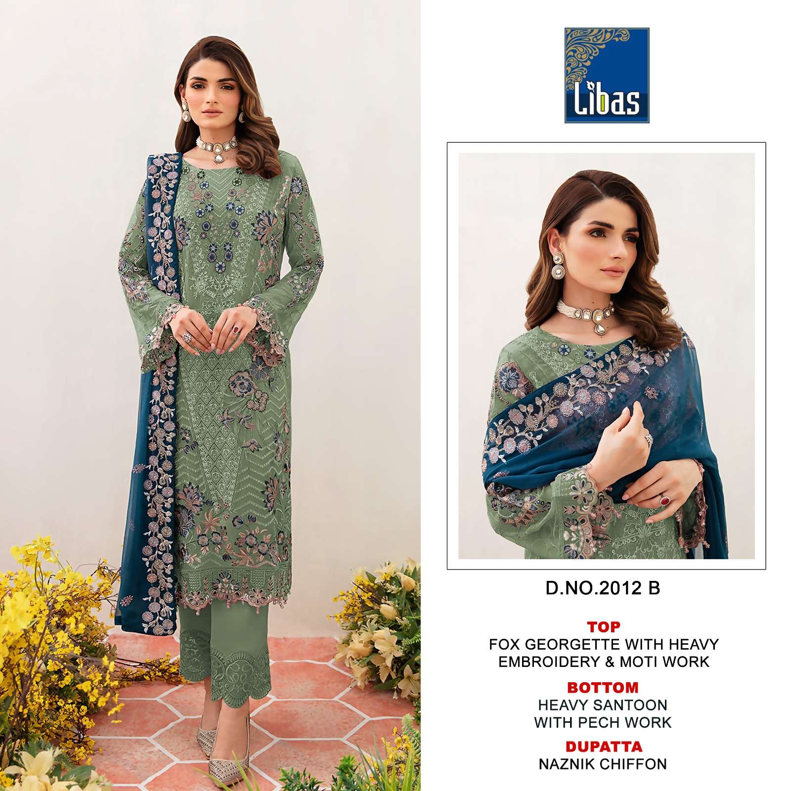 LIBAS D NO 2012 PAKISTANI GEORGETTE SUIT