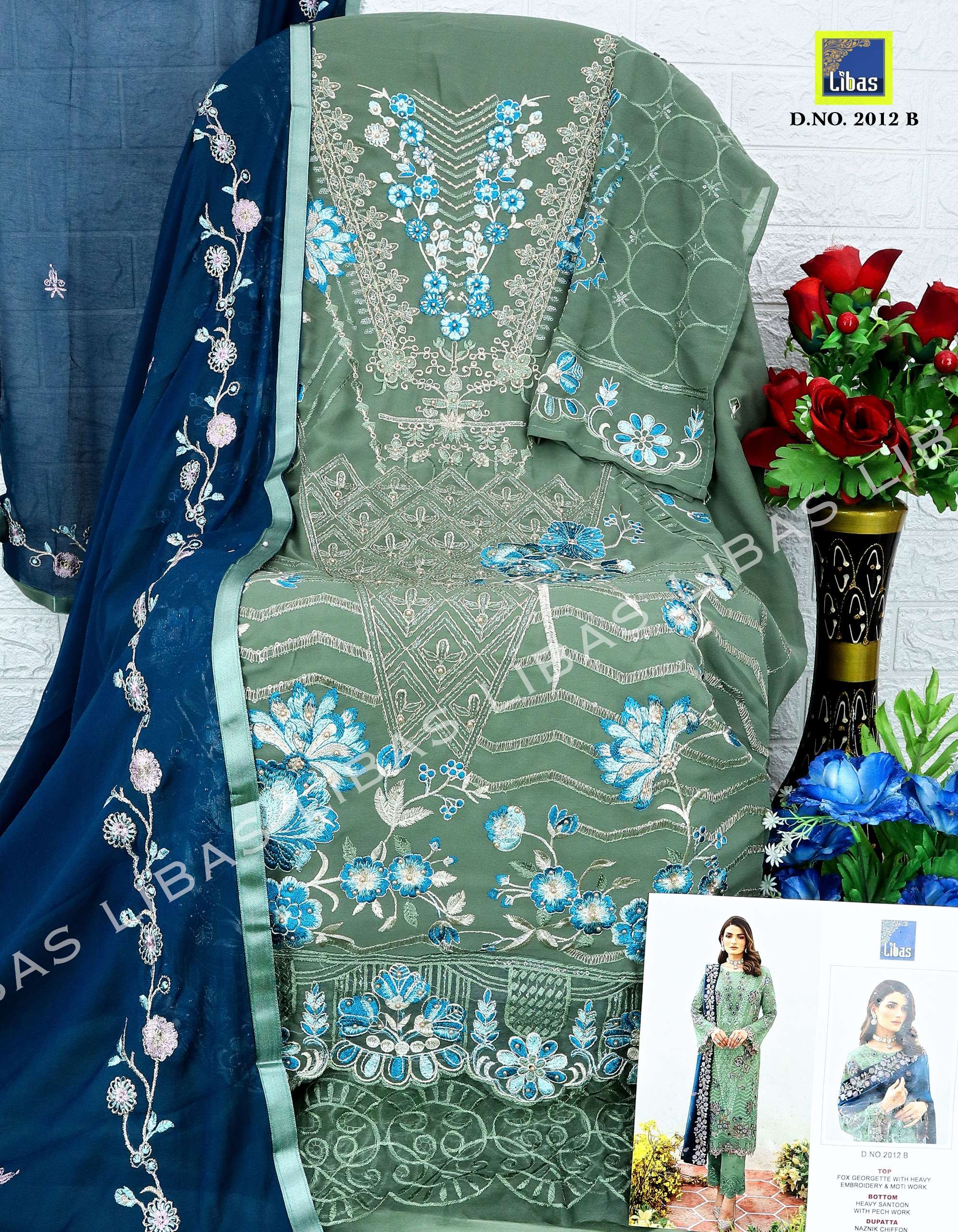LIBAS D NO 2012 PAKISTANI GEORGETTE SUIT