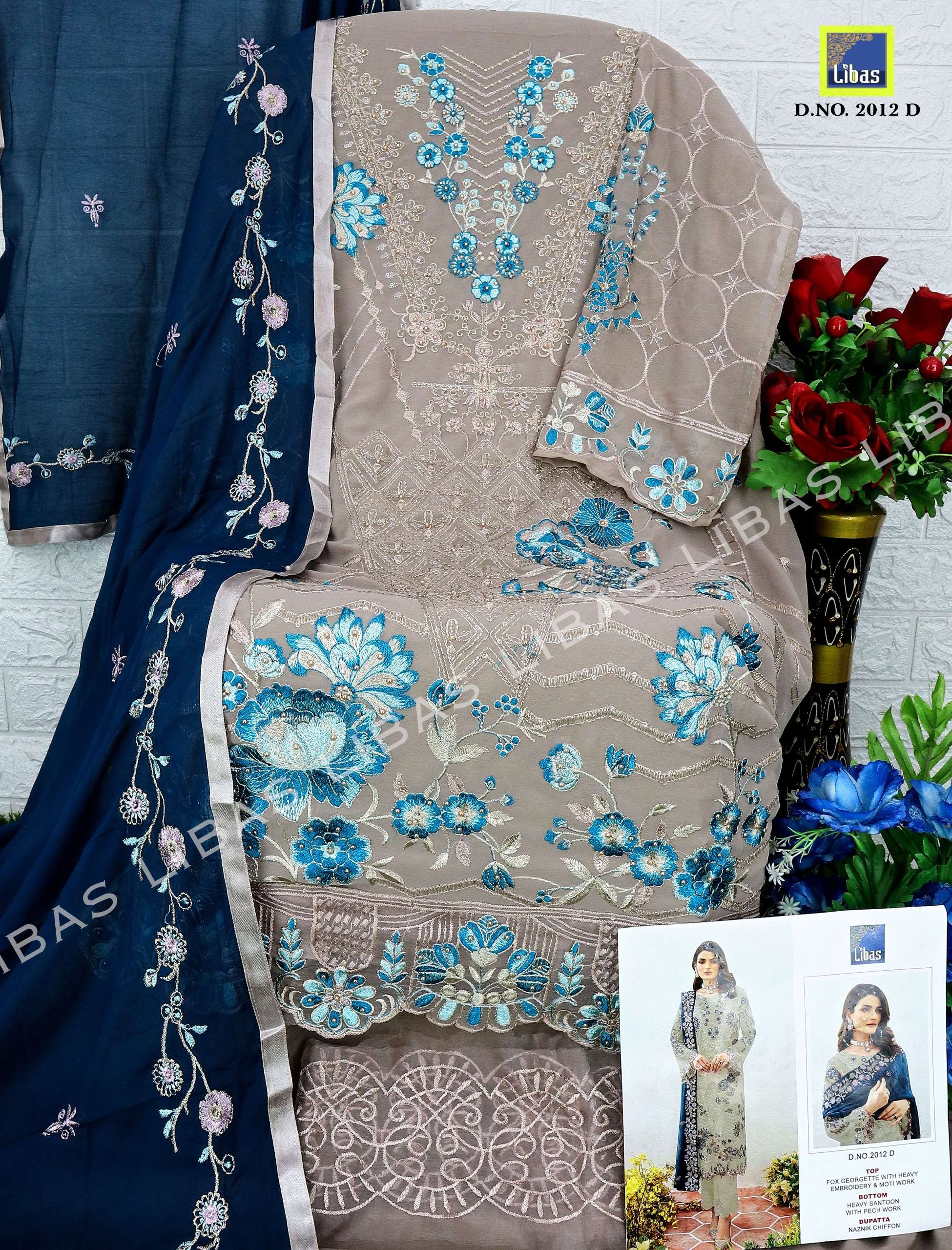 LIBAS D NO 2012 PAKISTANI GEORGETTE SUIT