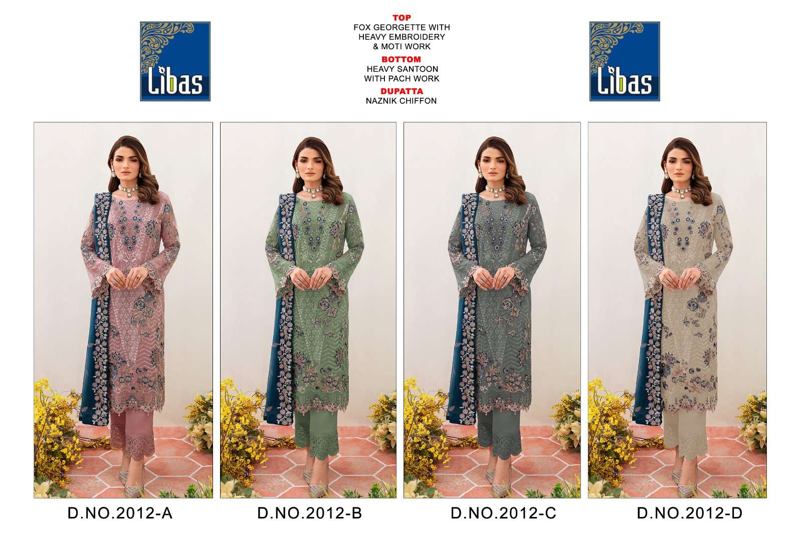LIBAS D NO 2012 PAKISTANI GEORGETTE SUIT