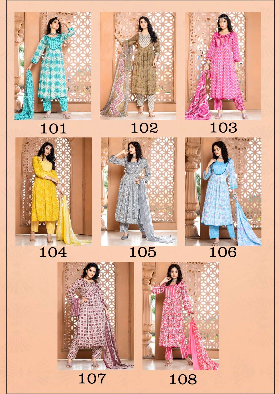 MASTER ICONI FANCY NAIRA CUT PATTERN KURTI COMBO SET 