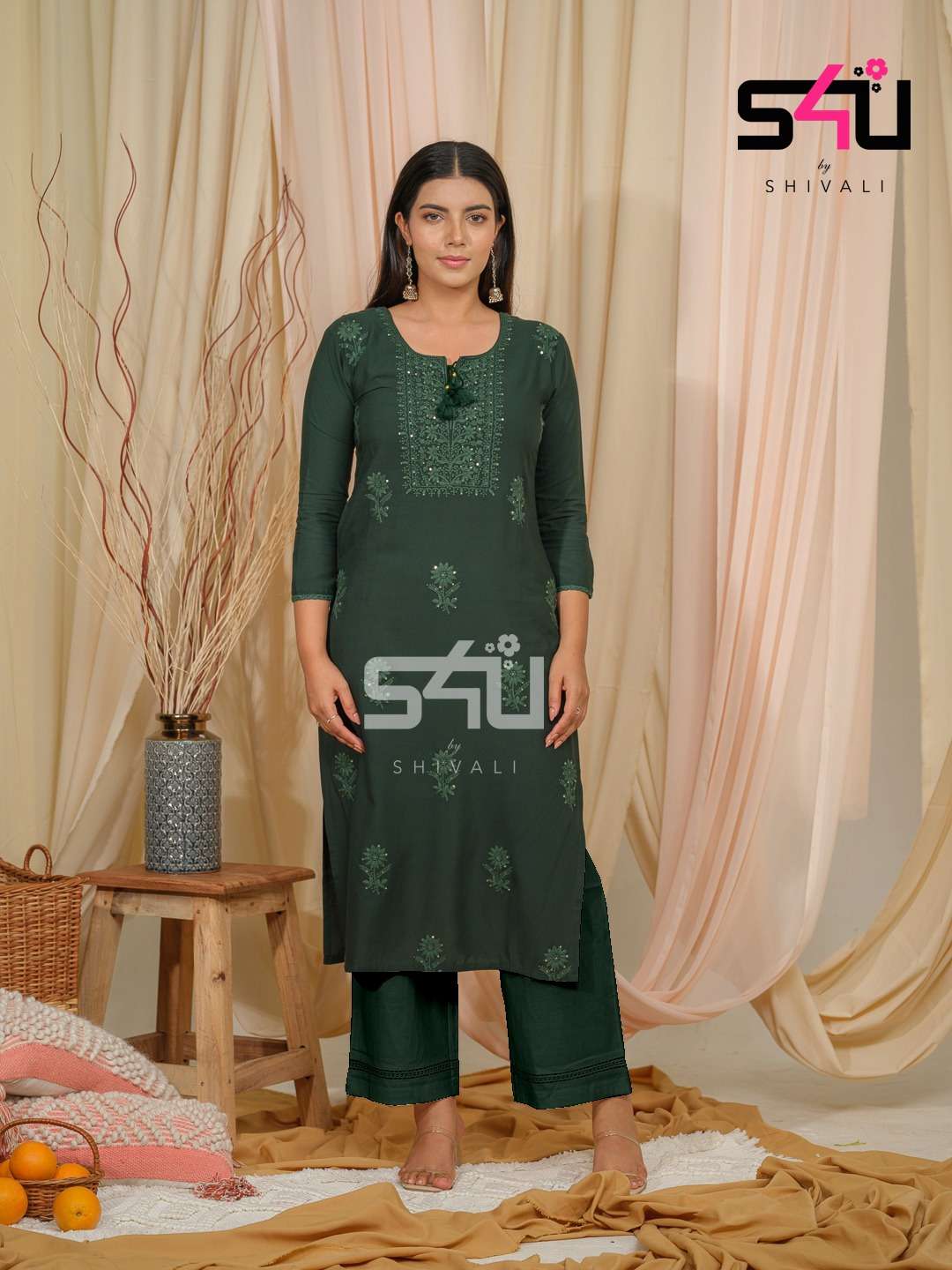 MF CHIKANKARI COLLECTION KURTI WITH PLAZZO SET