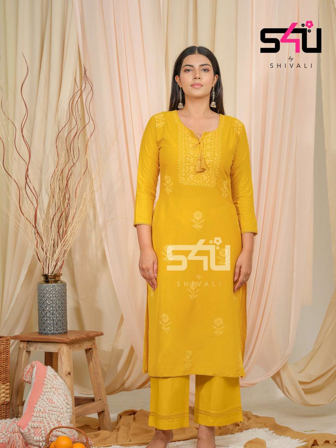 MF CHIKANKARI COLLECTION KURTI WITH PLAZZO SET