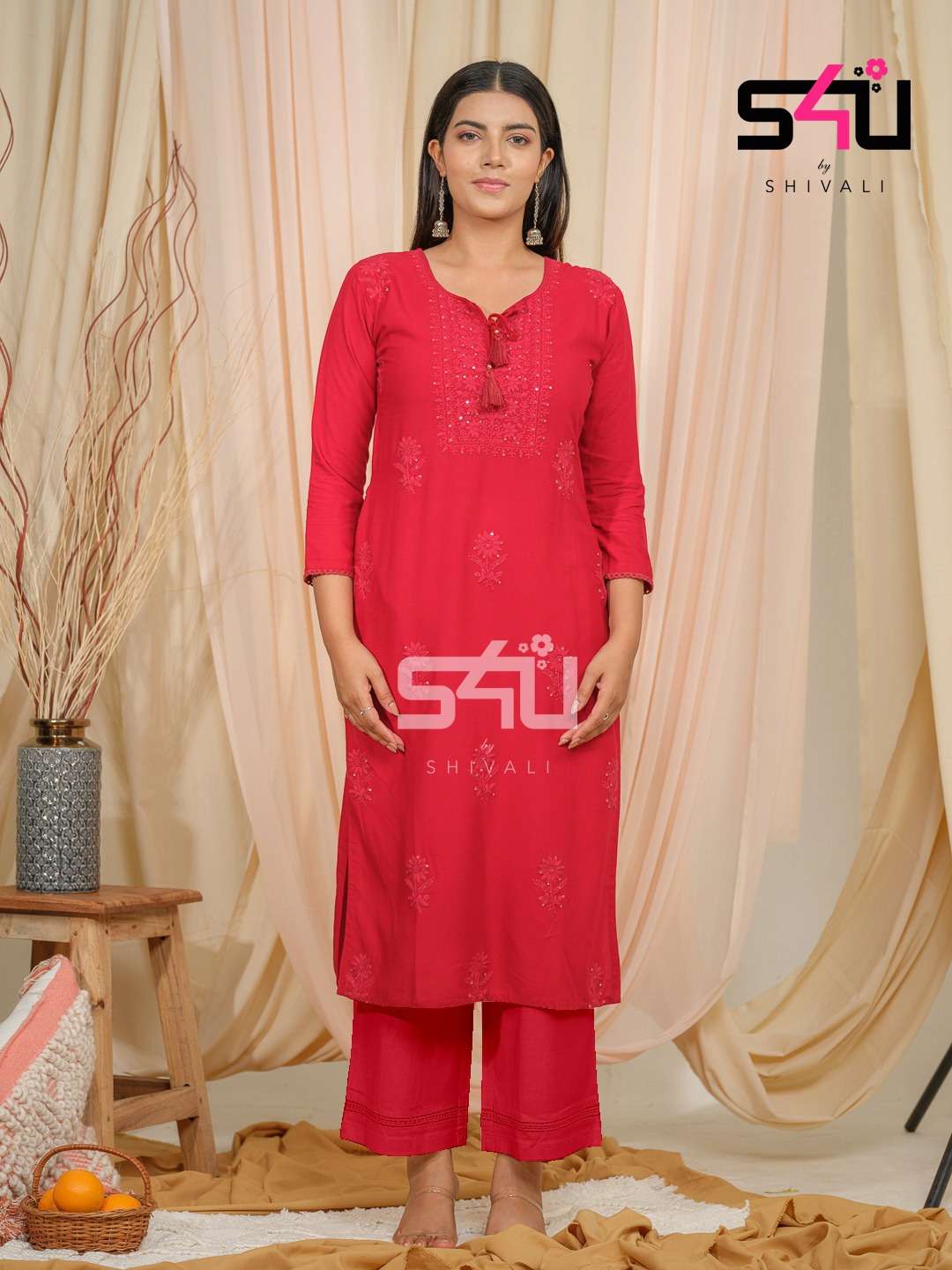 MF CHIKANKARI COLLECTION KURTI WITH PLAZZO SET