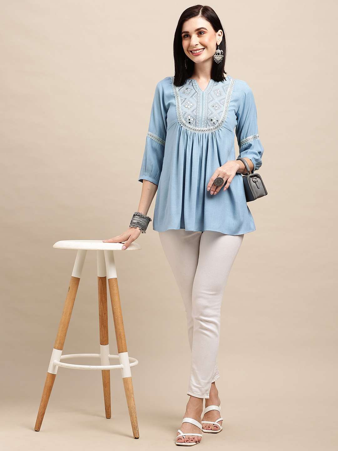 MF SAIBA RAYON WESTERN SHORT TOP COLLECTION