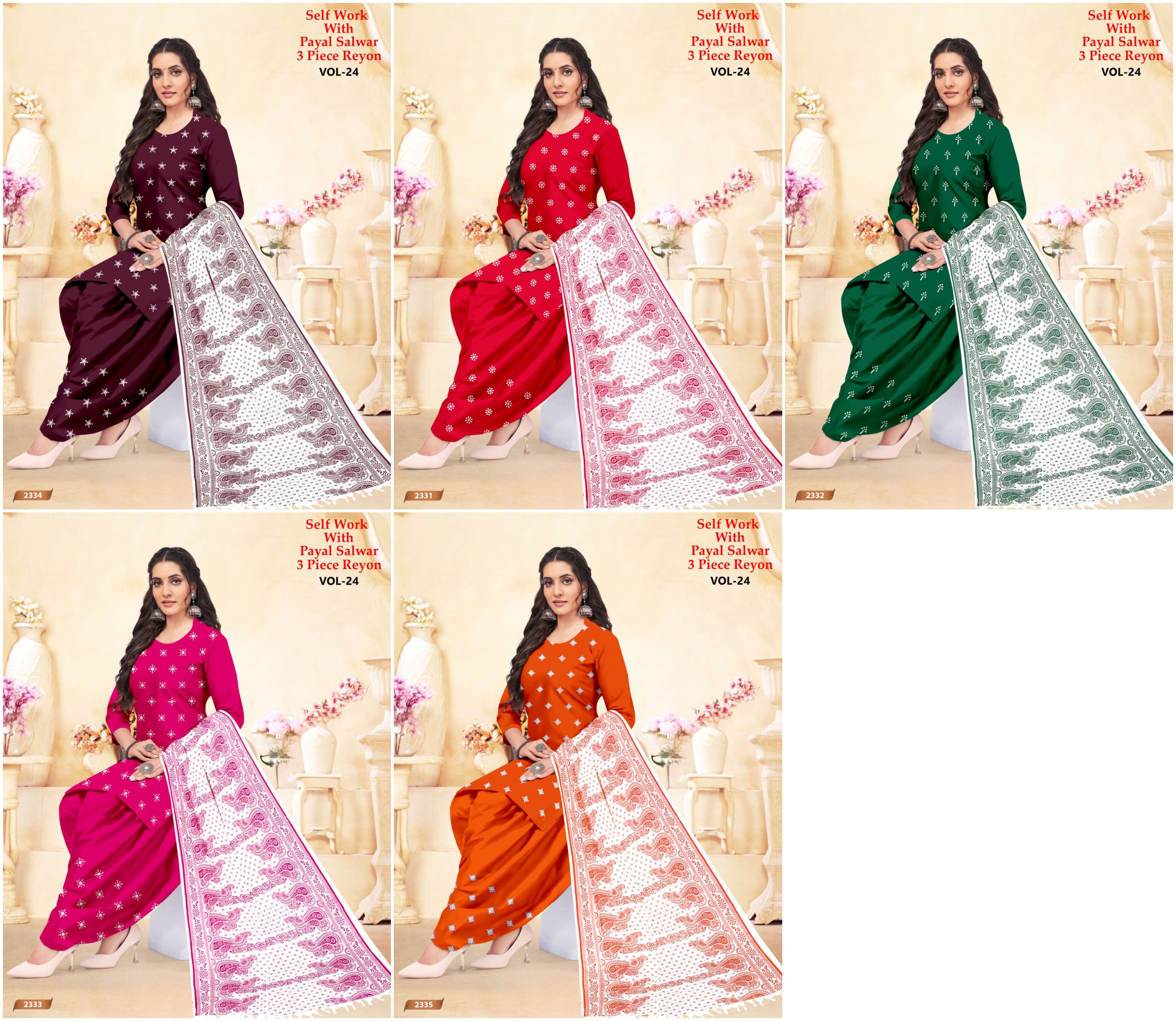 MF SELF WORK VOL 24 RAYON PATIYALA SUITS