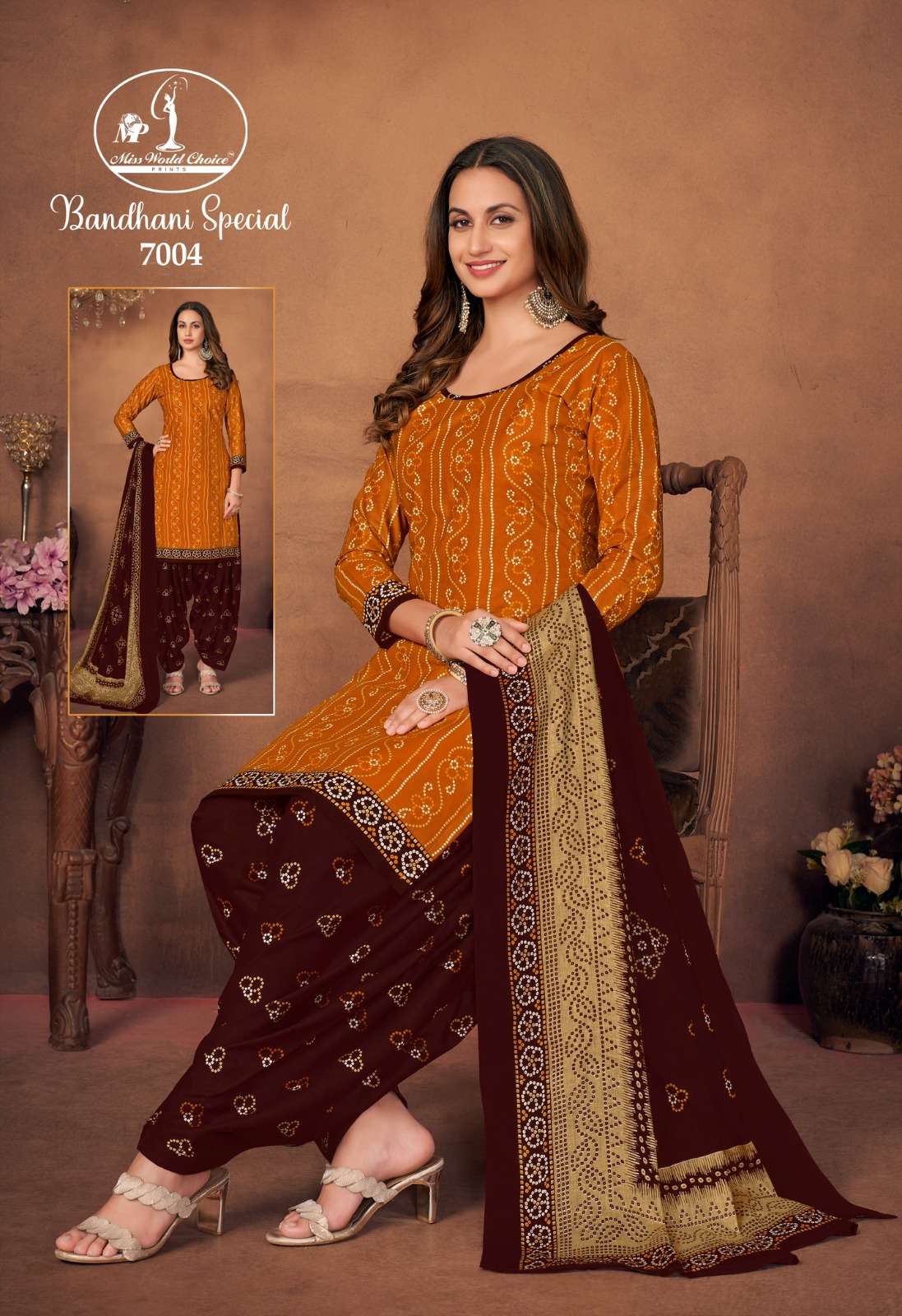  MISS WORLD CHOICE BANDHANI SPECIAL VOL 7 COTTON DRESS MATERIAL