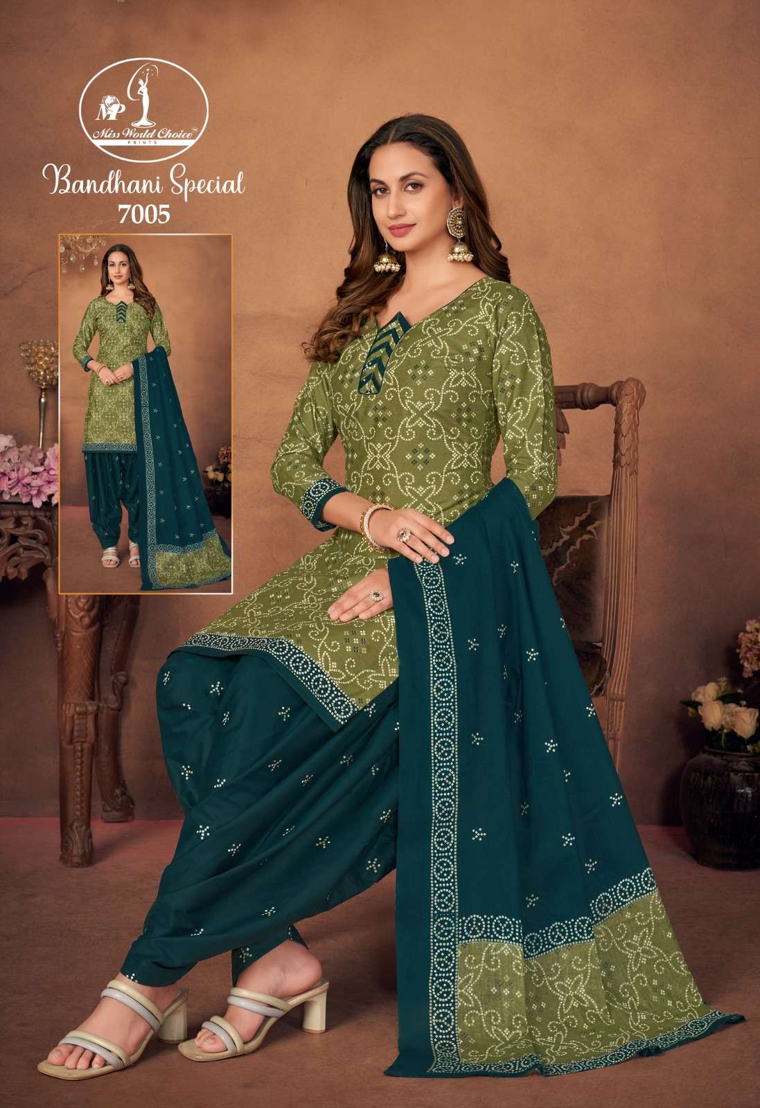  MISS WORLD CHOICE BANDHANI SPECIAL VOL 7 COTTON DRESS MATERIAL