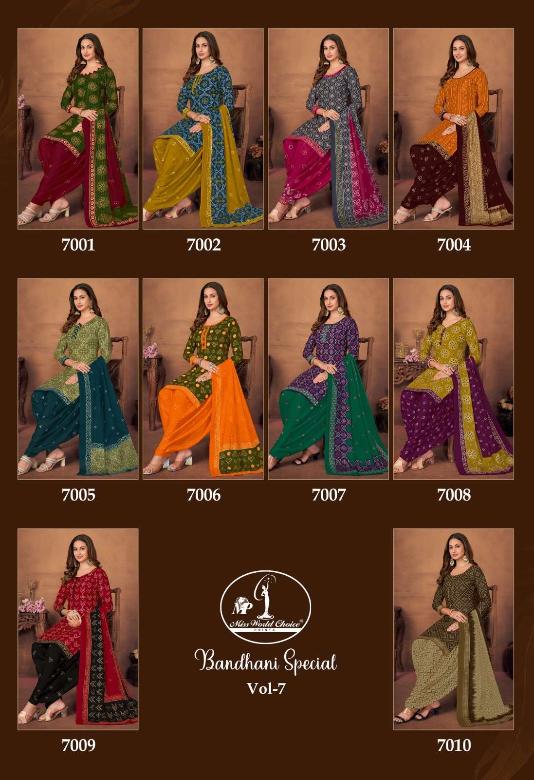  MISS WORLD CHOICE BANDHANI SPECIAL VOL 7 COTTON DRESS MATERIAL