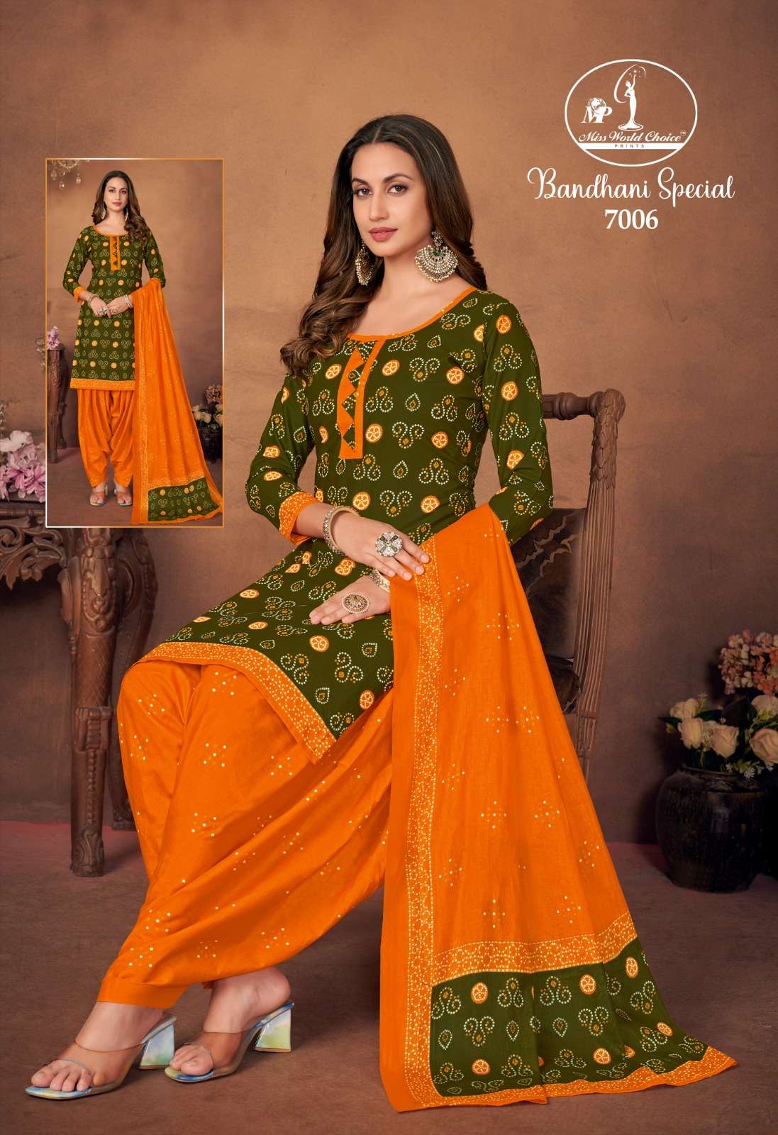  MISS WORLD CHOICE BANDHANI SPECIAL VOL 7 COTTON DRESS MATERIAL
