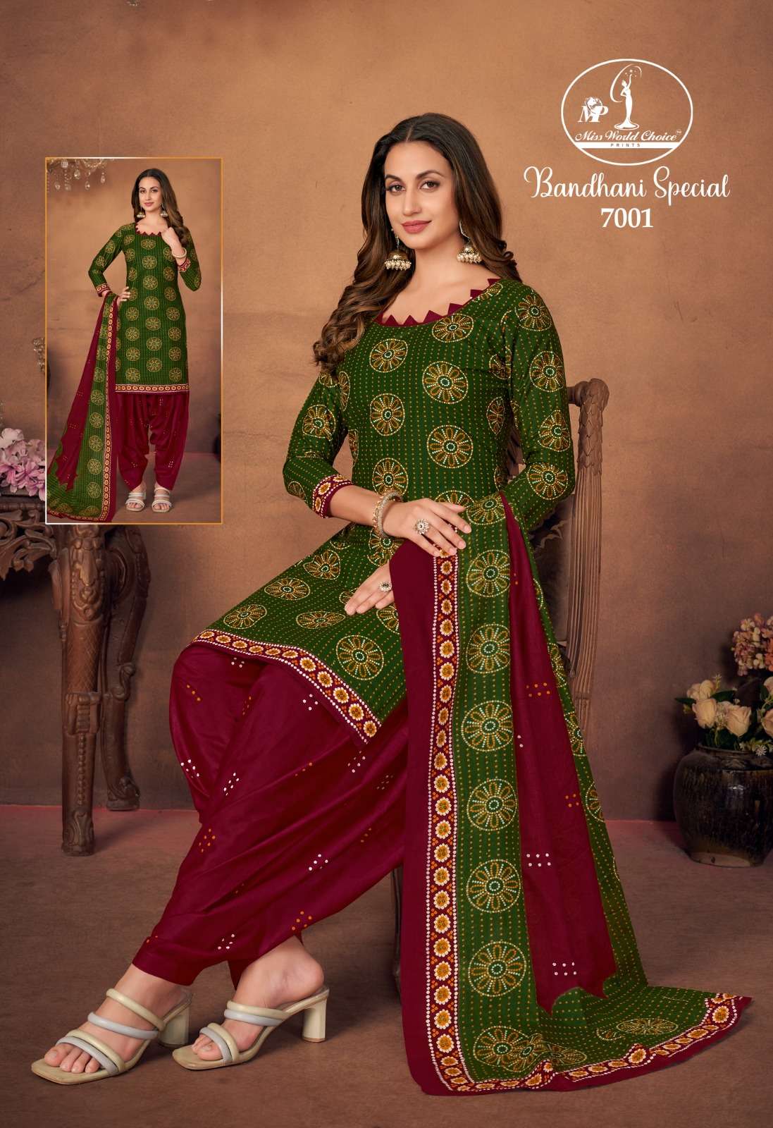  MISS WORLD CHOICE BANDHANI SPECIAL VOL 7 COTTON DRESS MATERIAL