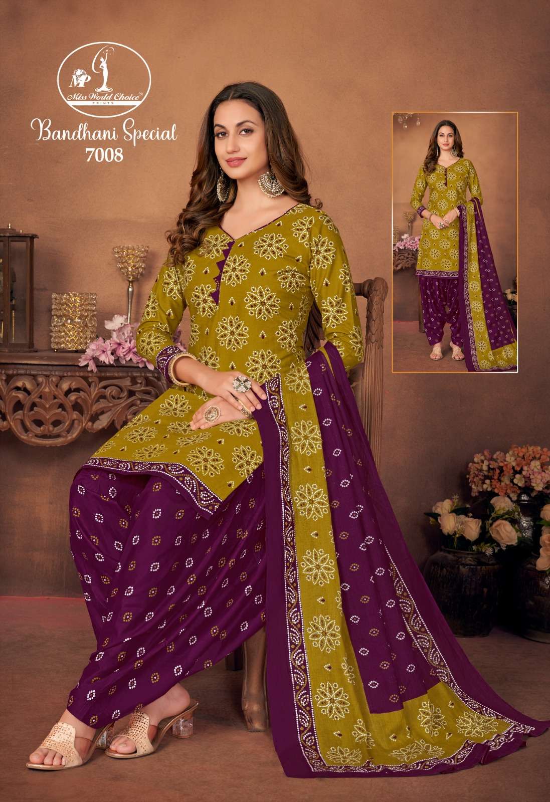  MISS WORLD CHOICE BANDHANI SPECIAL VOL 7 COTTON DRESS MATERIAL