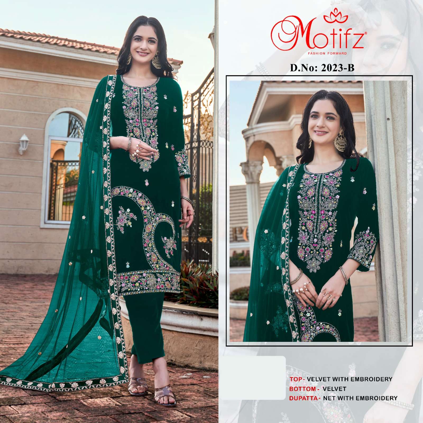MOTIFZ D NO 2023 PAKISTANI VELVET SUITS