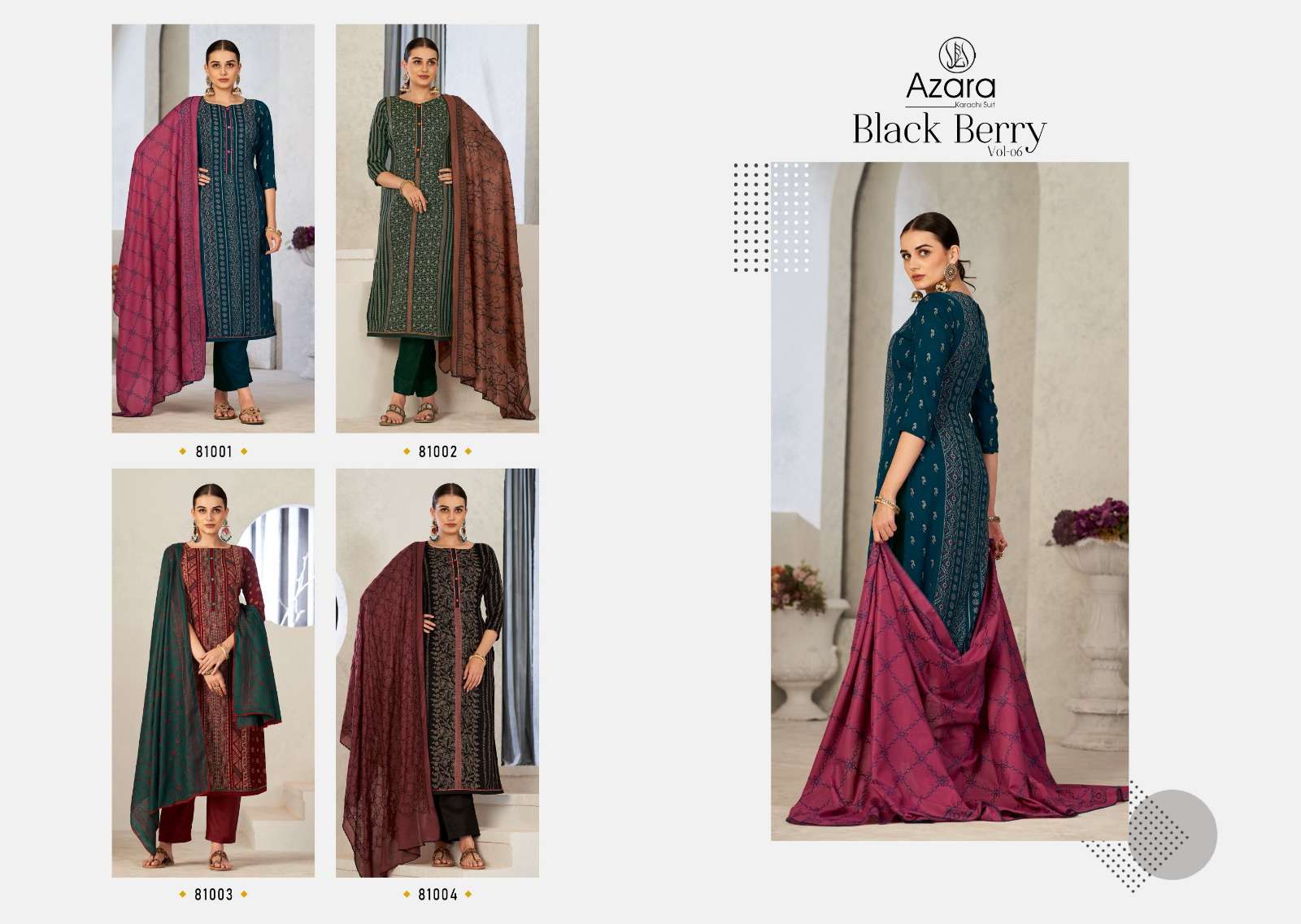 RADHIKA FASHION AZARA  BLACK BERRY VOL 6 FANCY COTTON SUITS