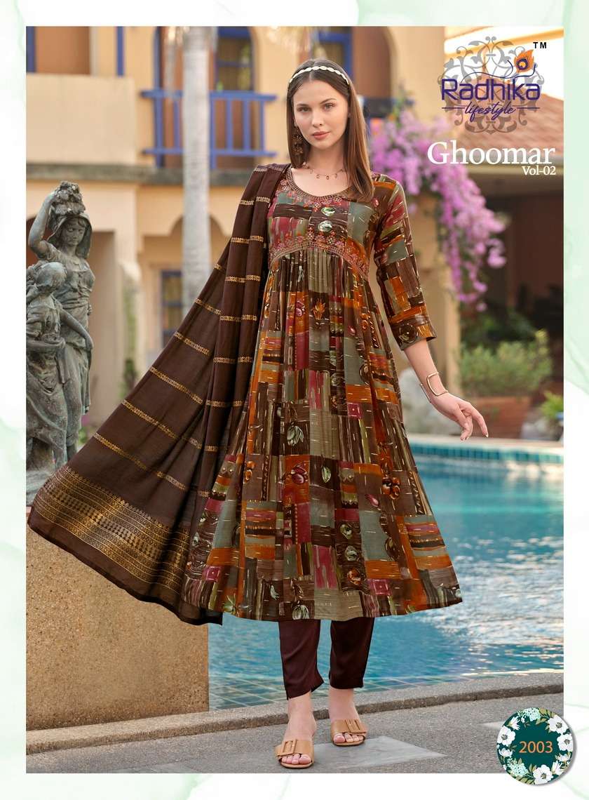 RADHIKA LIFESTYLE GHOOMAR VOL 2 KURTI PANT WITH DUPATTA COMBO