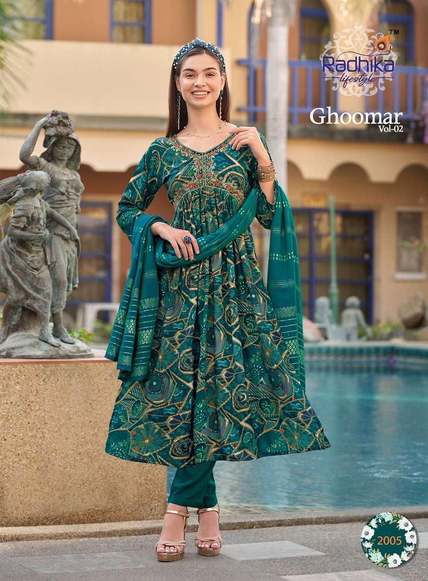 RADHIKA LIFESTYLE GHOOMAR VOL 2 KURTI PANT WITH DUPATTA COMBO