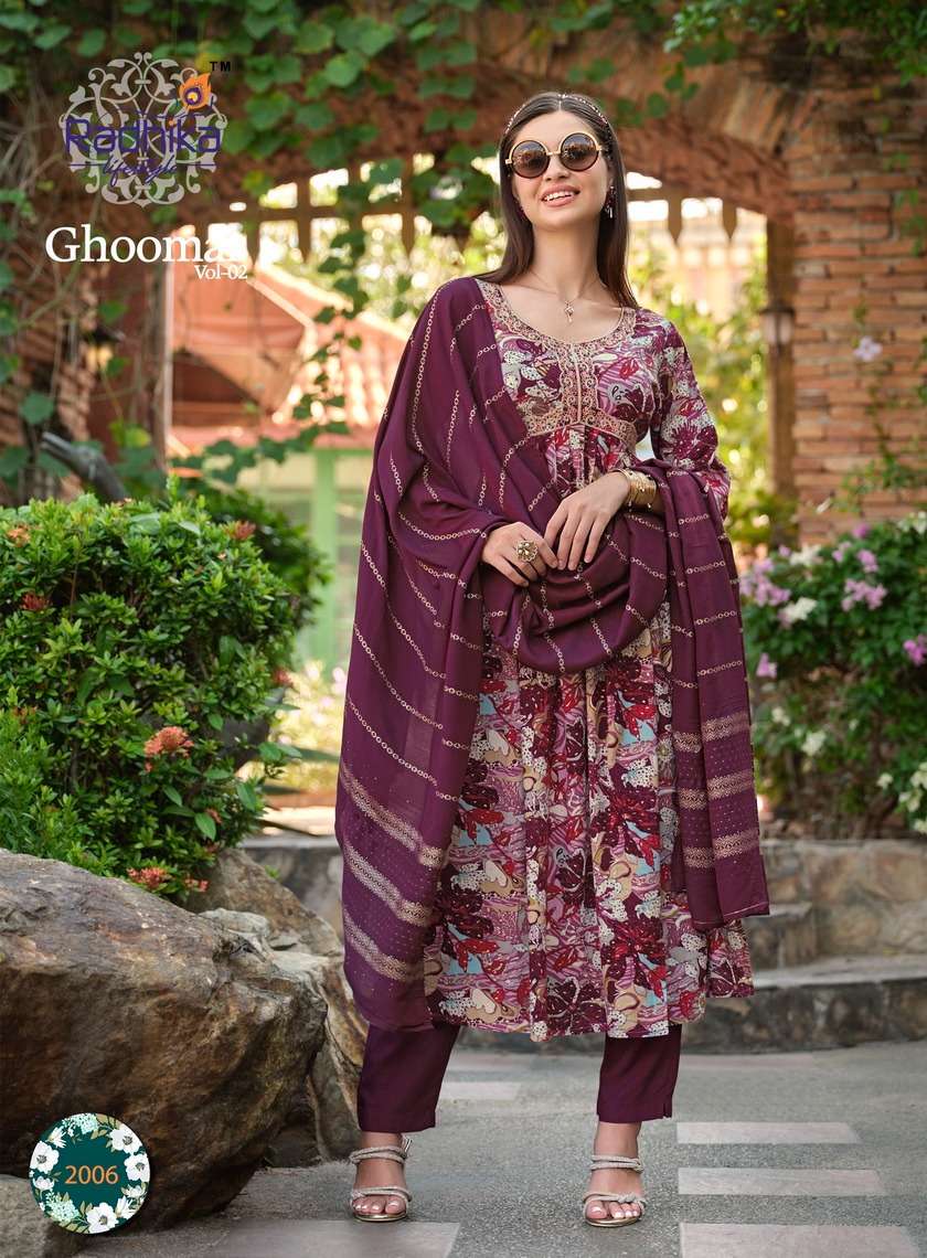 RADHIKA LIFESTYLE GHOOMAR VOL 2 KURTI PANT WITH DUPATTA COMBO